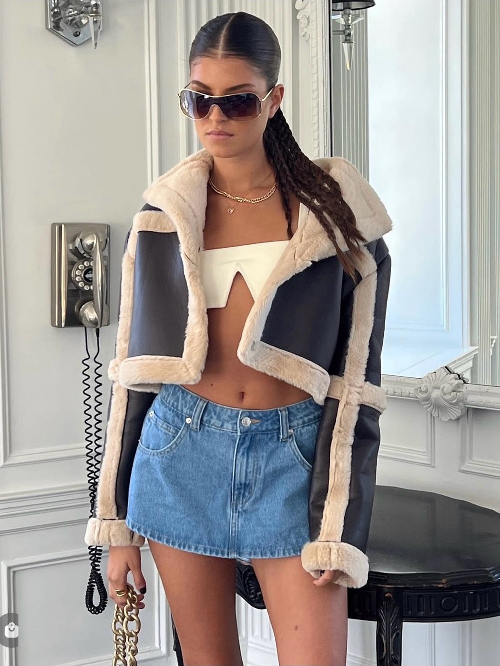 Edikted Ricky Faux Shearling Jacket - Size M